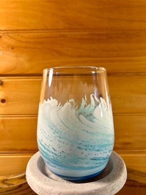 Stemless Ocean Wave White Wine Glass
