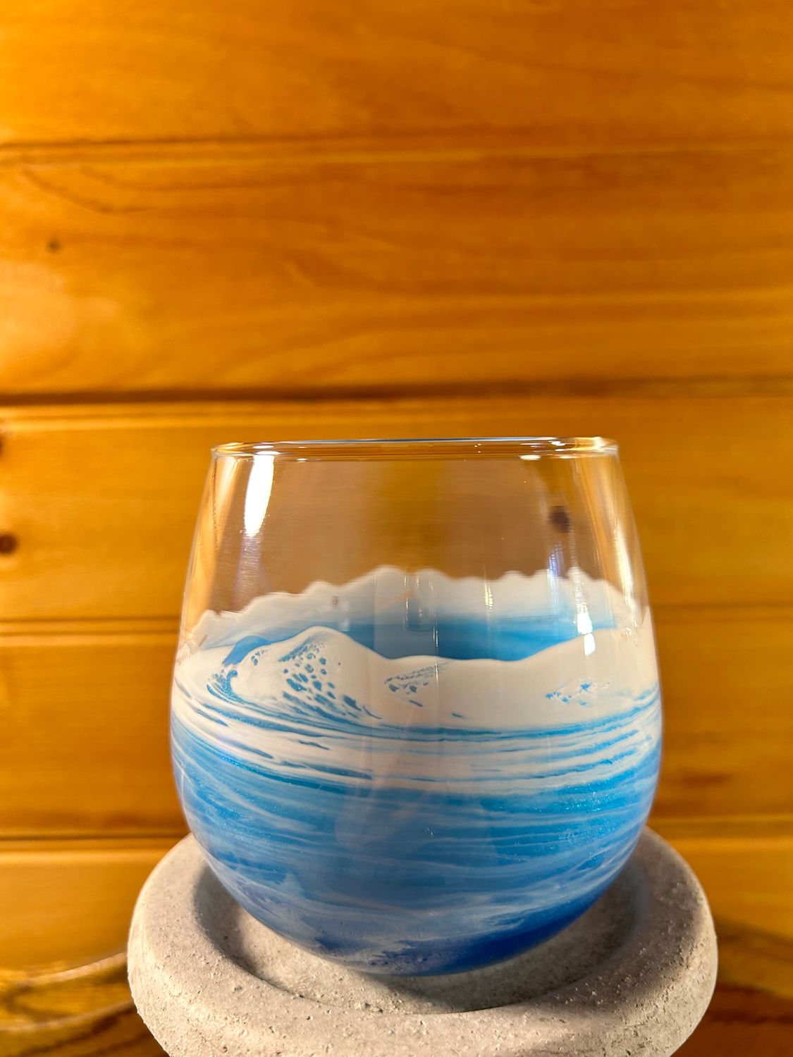 Stemless Ocean Wave Red Wine Glass
