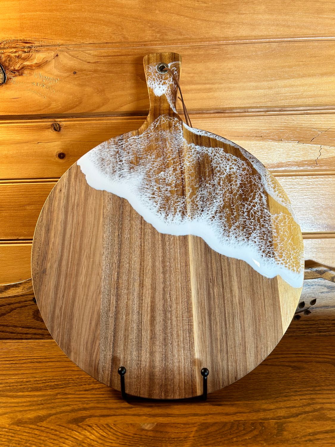 Sea Foam Round Paddle Charcuterie Board