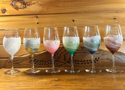 Custom Ocean Wave Stemware - Set of 6