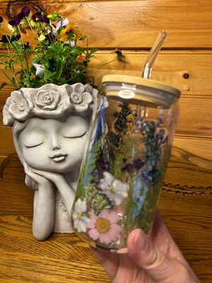 Bloom Collection Trendy Glass Tumbler 16 oz