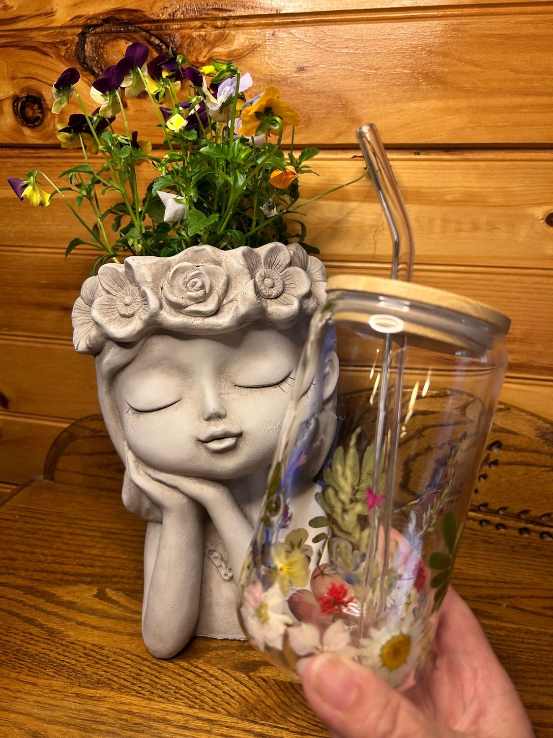 Bloom Collection Trendy Glass Tumbler 16 oz