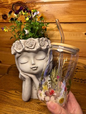 Bloom Collection Trendy Glass Tumbler 16 oz