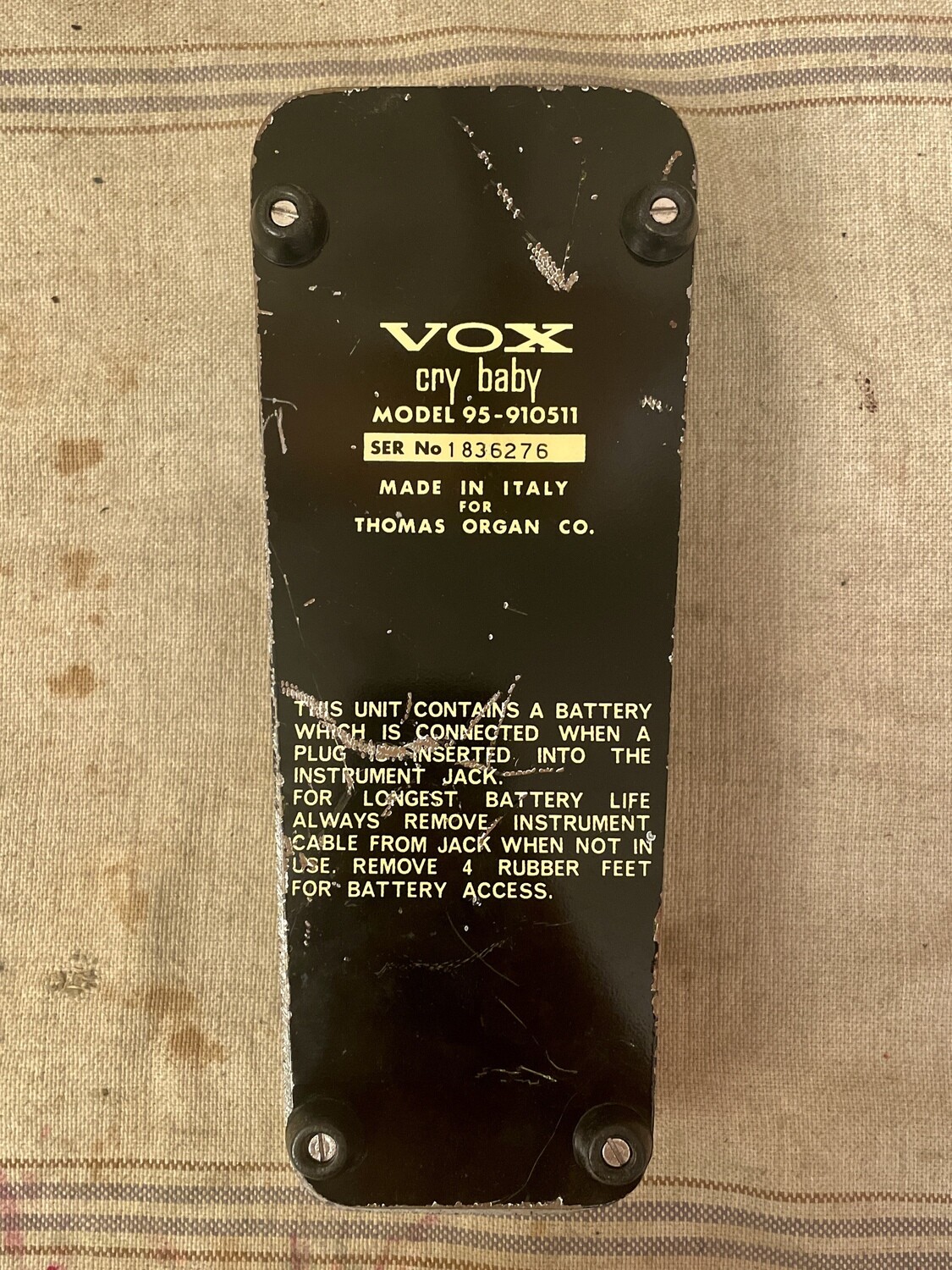 1975 Vox Cry Baby Model 95-910511 Wah Wah Pedal (Made in Italy)