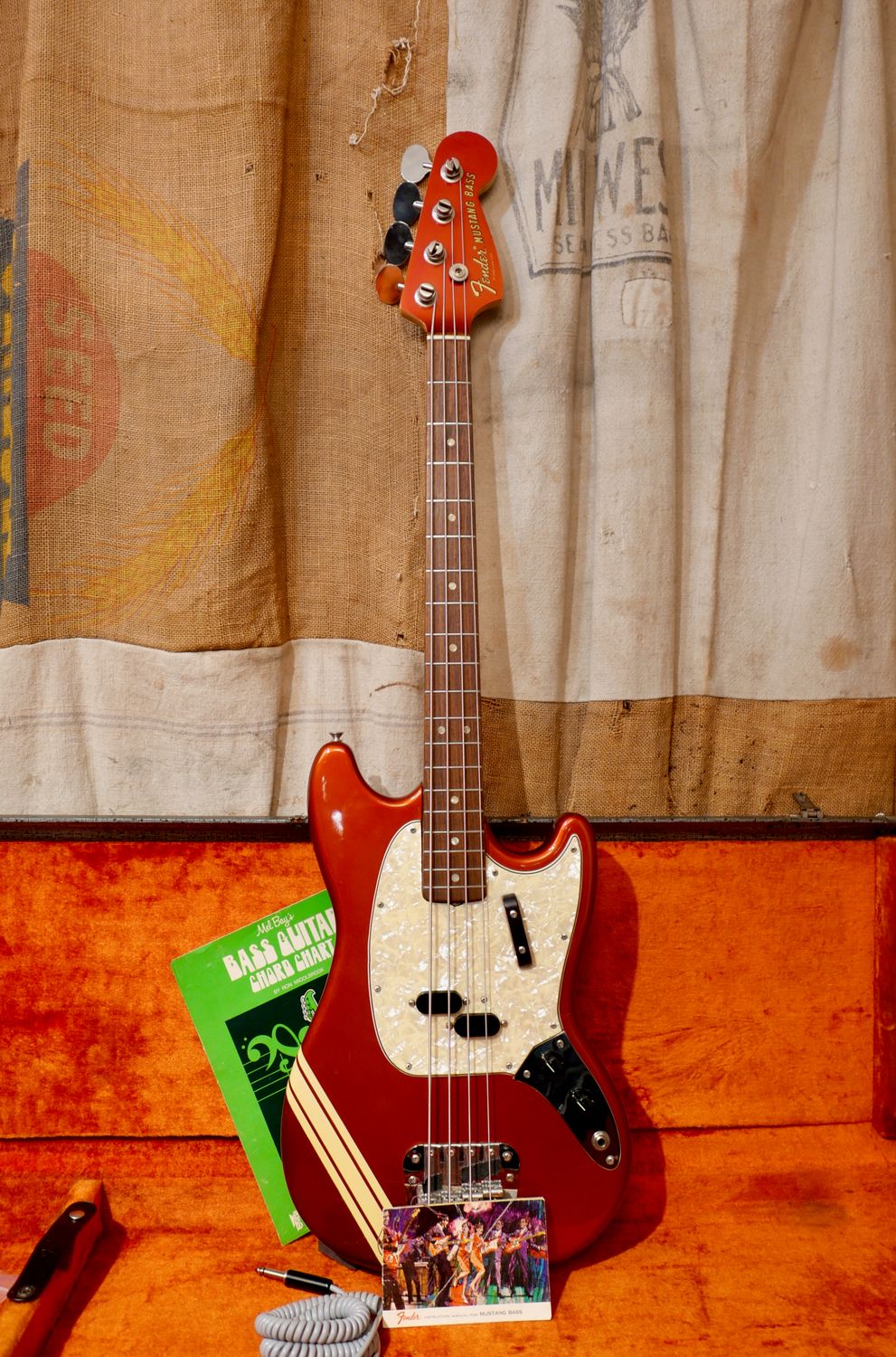 1969 Fender Mustang Bass Competition Red Matching HS