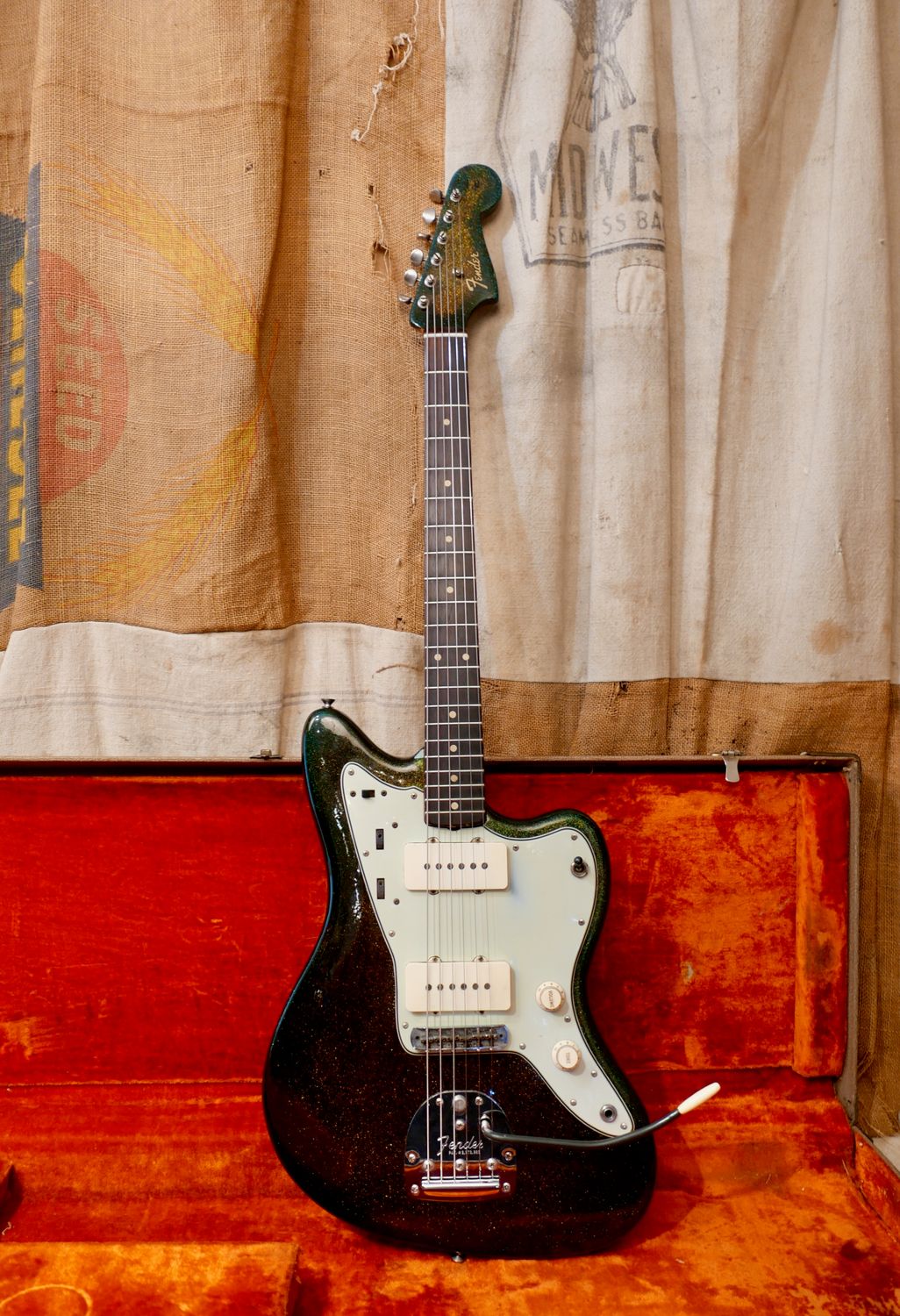 1962 Fender Jazzmaster Green Sparkle Badass Refin