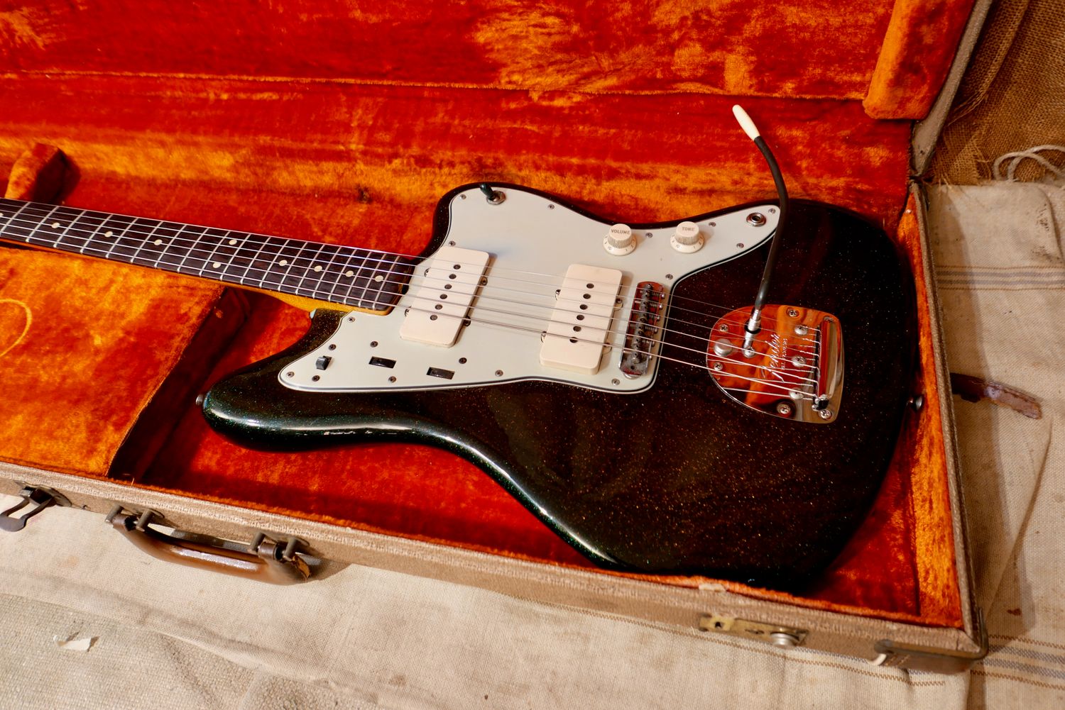 1962 Fender Jazzmaster Green Sparkle Badass Refin