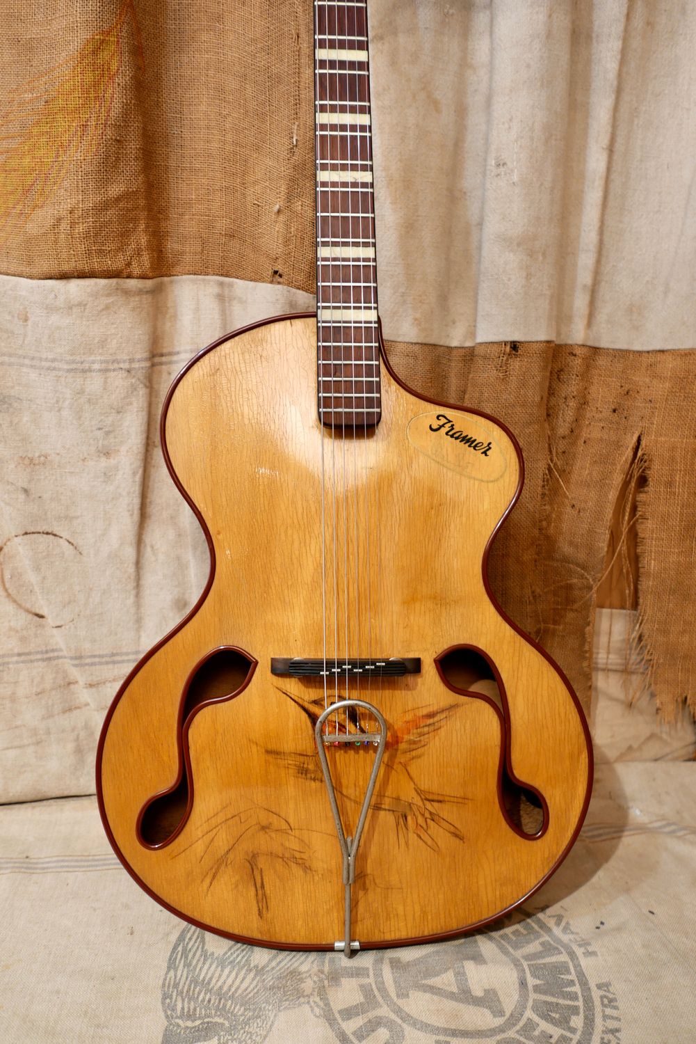 Wandre Framez BB Brigitte Bardot Guitar 1960's Natural (Bird Paint)