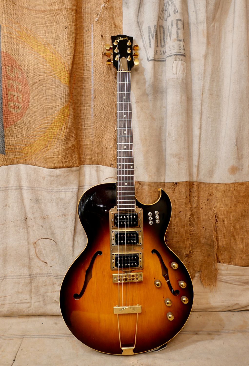 1957 Gibson ES-225 Modified 3 Pickup Sunburst-Brass