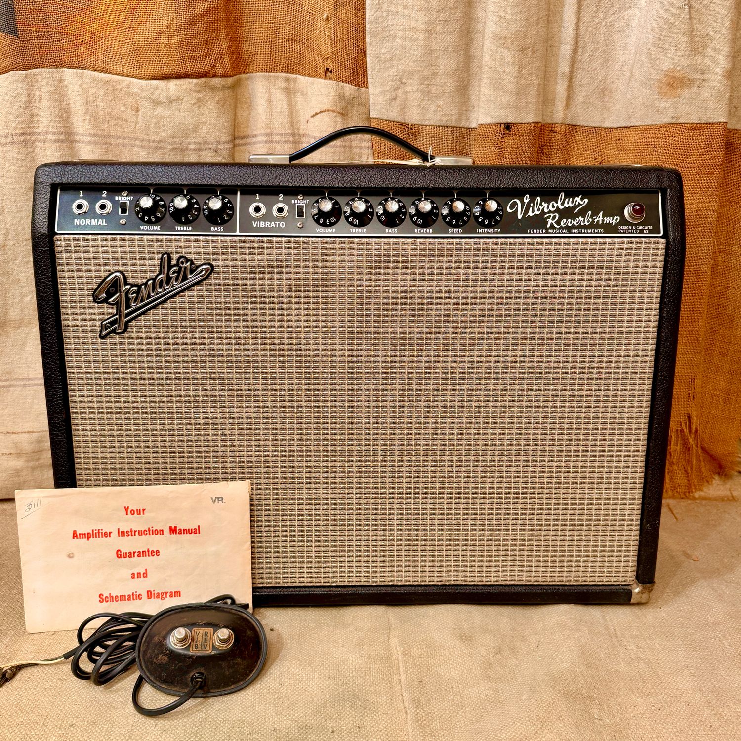 1966 Fender Vibrolux Amplifier Black Panel