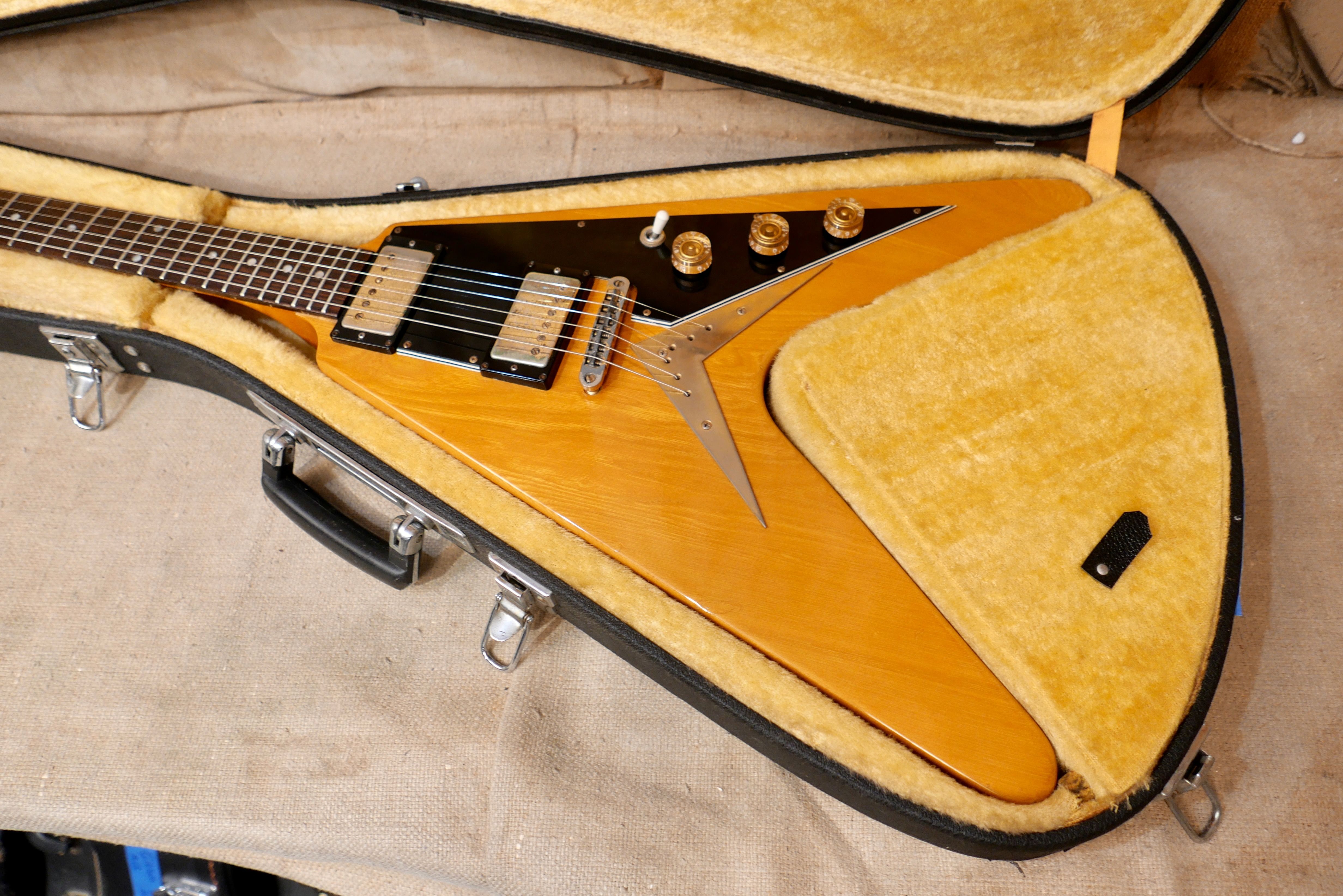 1977 Ibanez Rocket Roll Flying V Super 70's Model 2387 Korina-Natural