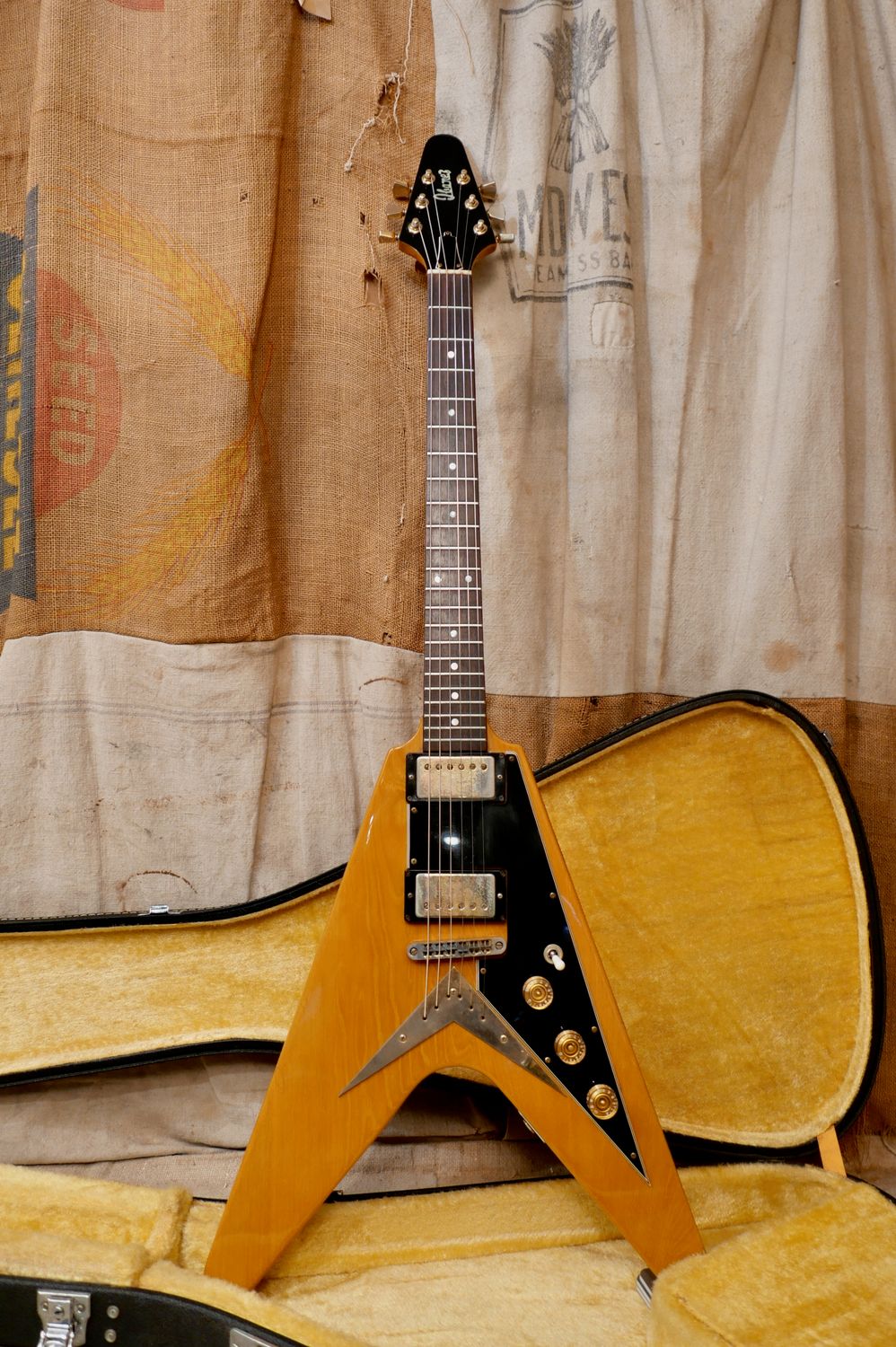 1977 Ibanez Rocket Roll Flying V Super 70's Model 2387 Korina-Natural