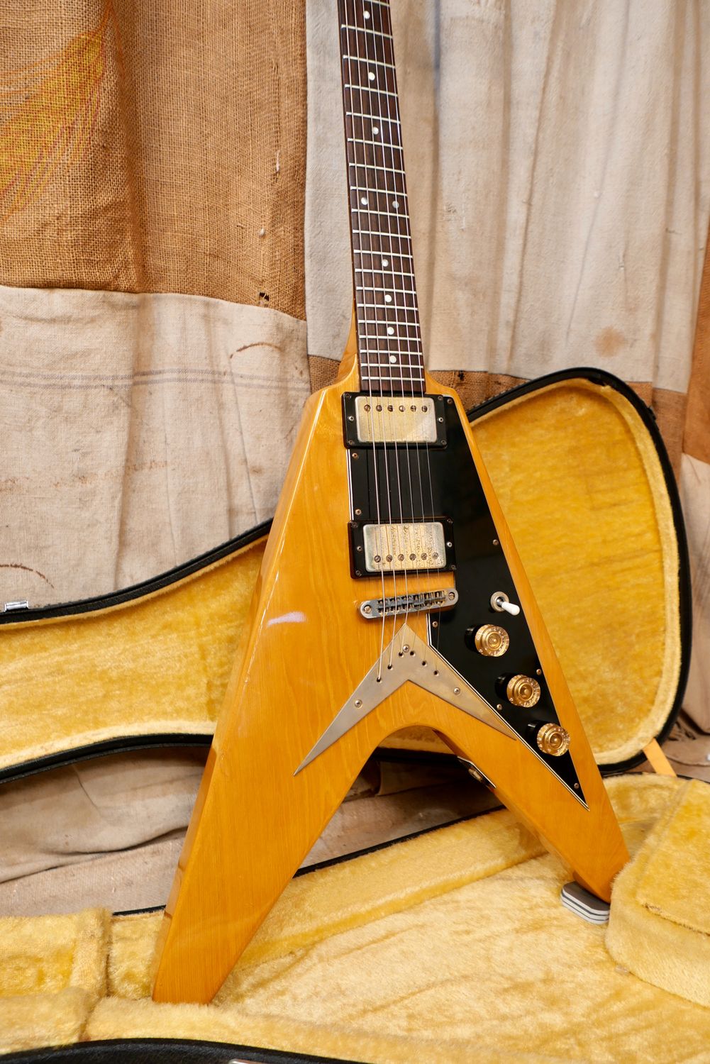 1977 Ibanez Rocket Roll Flying V Super 70's Model 2387 Korina-Natural