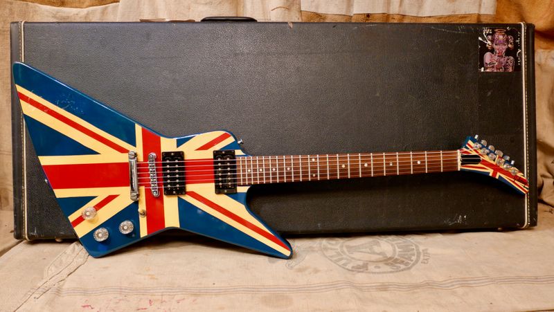 Gibson ギタートレーディングカード、トランプ、コレクタブル缶 1984 Gibson Explorer Union Jack