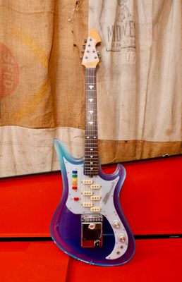 1990s Teisco Spectrum 5 Reissue SP-5Ci Blue Clear