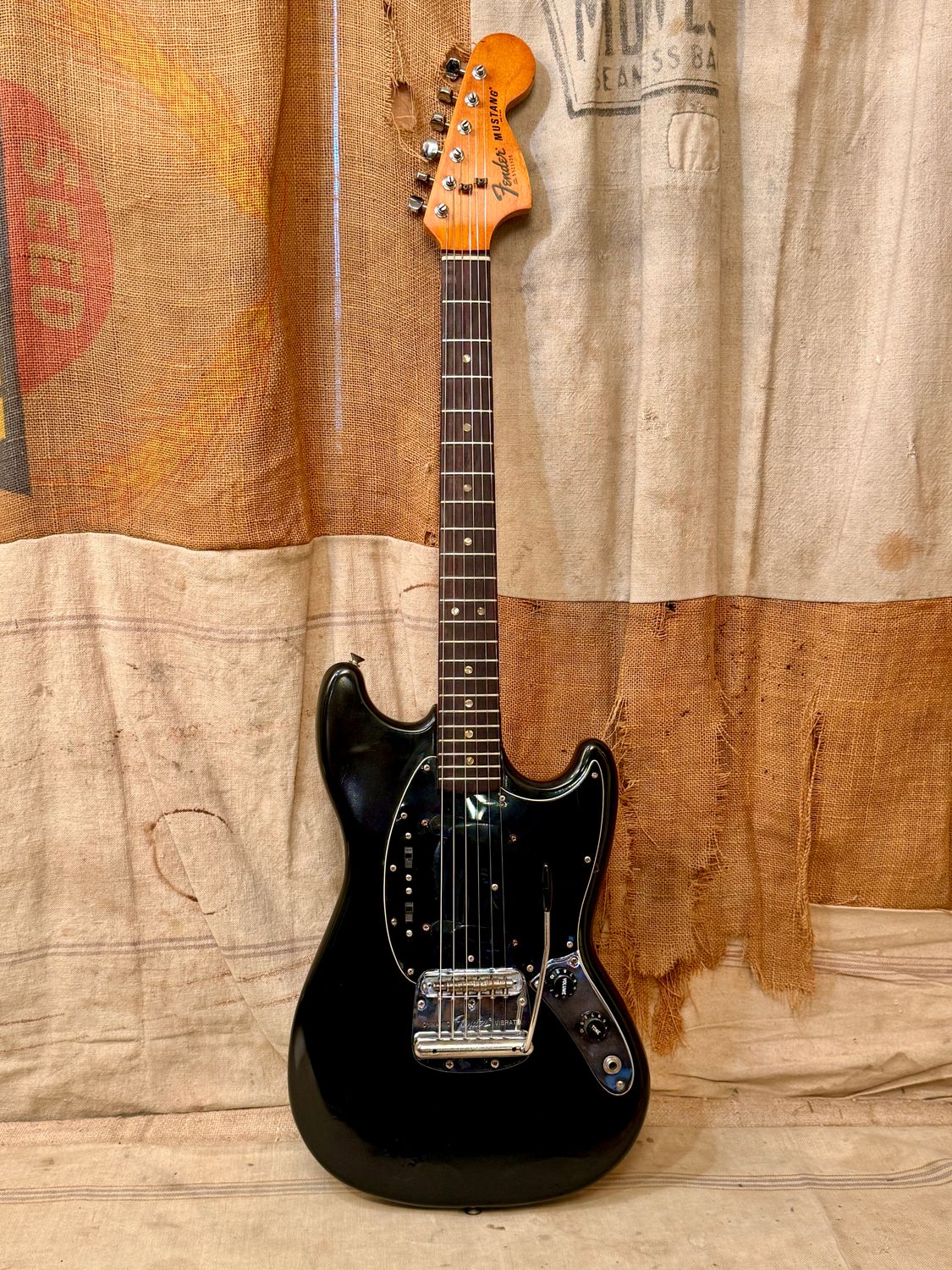 1978 Fender Mustang Guitar Black on Black Partly Refin