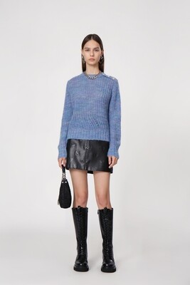MS047J Mohair Wool Sweater with Shoulder Button