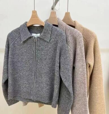 MY3255 Wool Blend Zip-Up Sweater