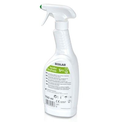 Spray pour la désinfection de surfaces Incidin Oxyfoam, Hi-Speed H202, sans alcohol, Bouteille de 750 ml