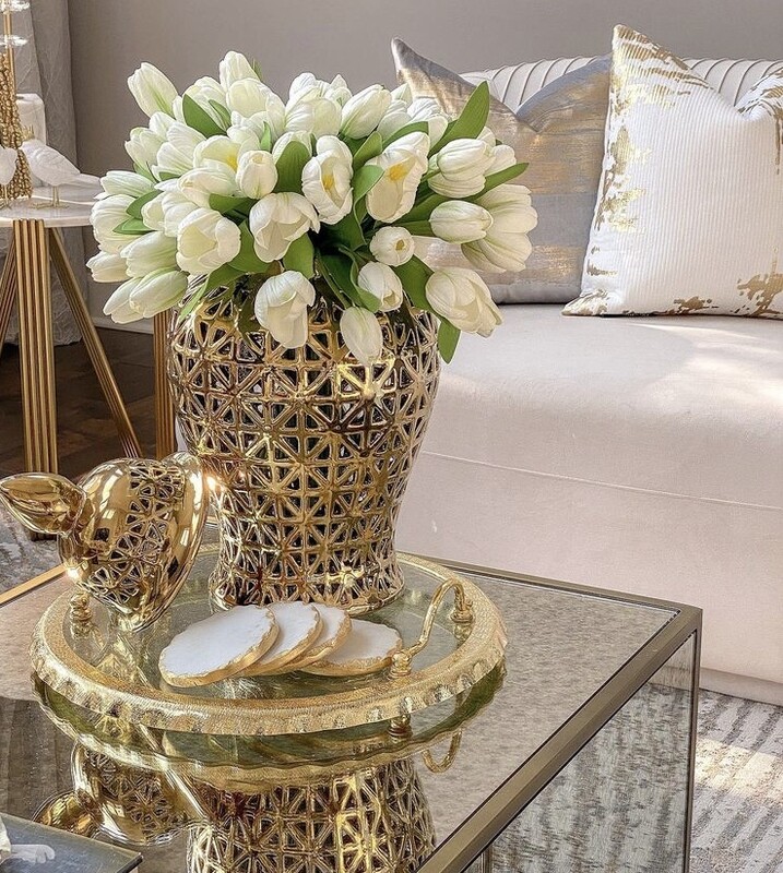 Gold star ginger/storage jar/vase