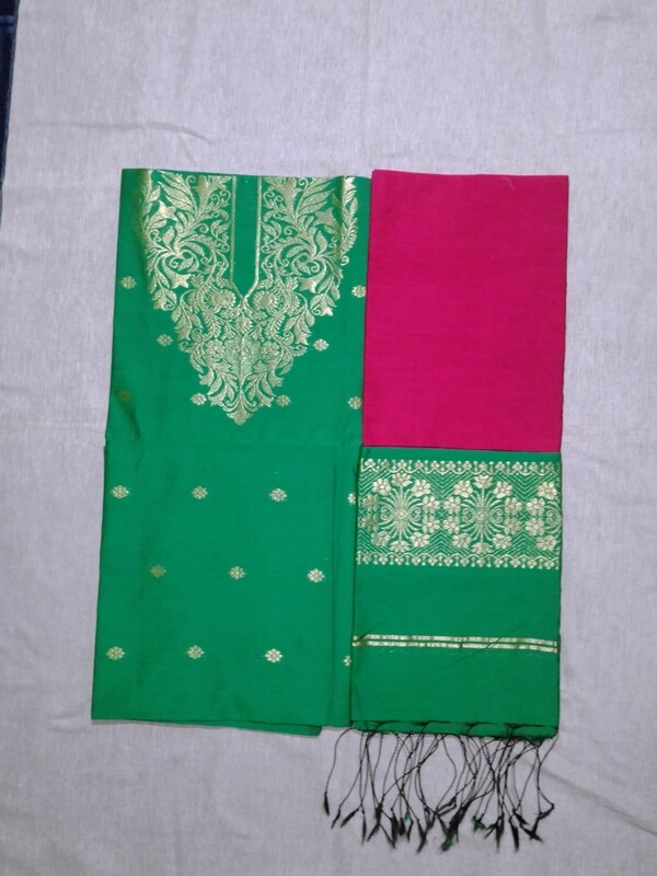 Unstitched katan design Skin Print Three Piece