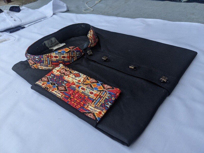 Men&#39;s black premium panjabi
