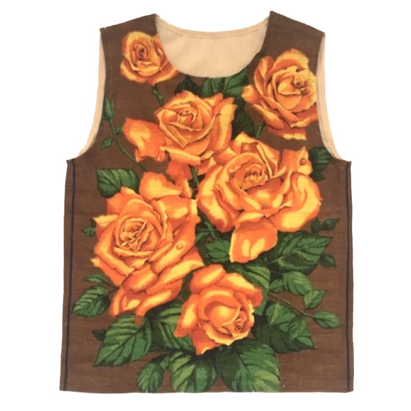 ROSES TEA TOWEL VEST BROWN