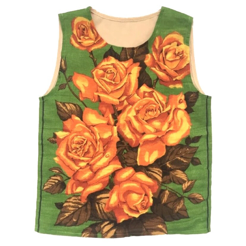 ROSES TEA TOWEL VEST GREEN