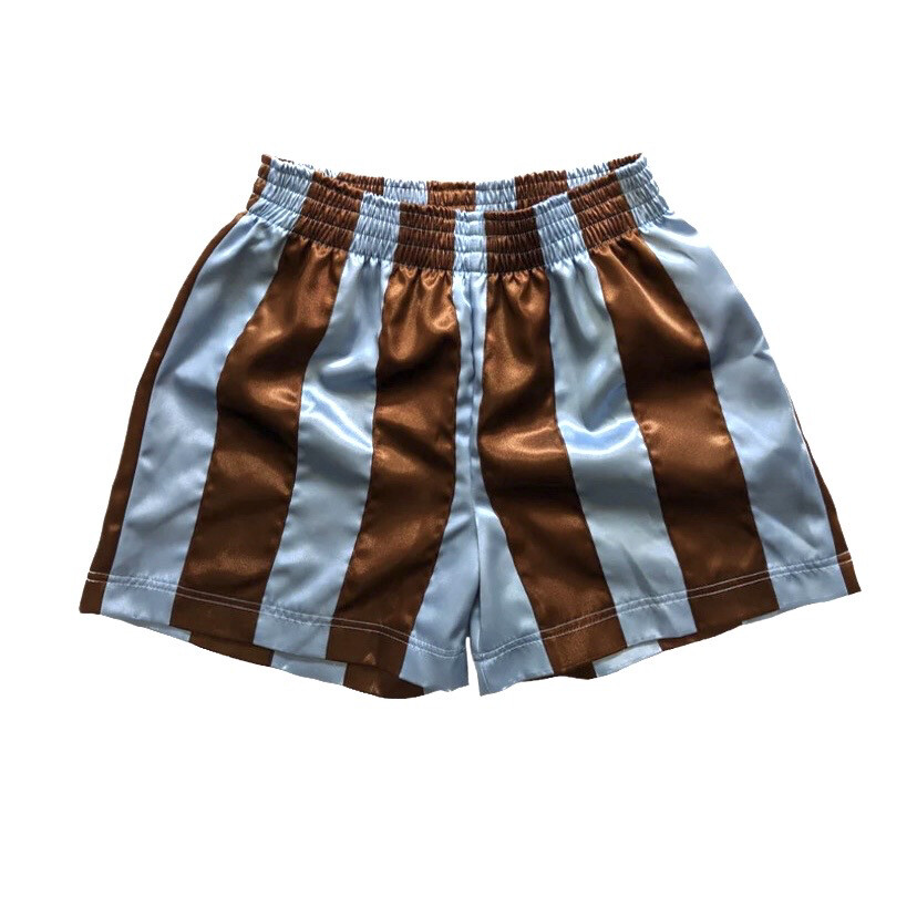 STRIPE RIBBON SHORTS BROWN/BLUE