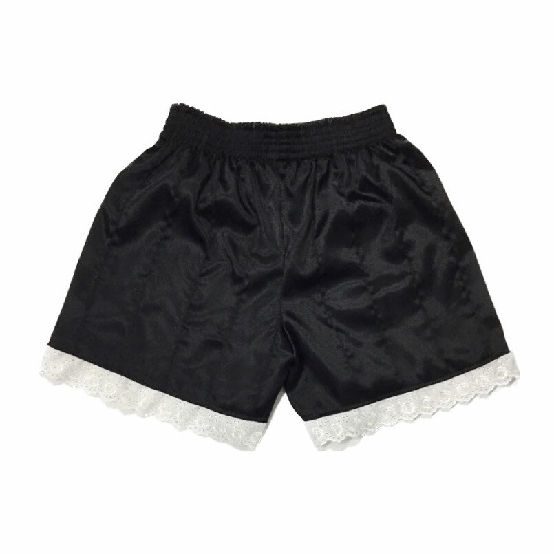 RIBBON FRILL HEM SHORTS BLACK