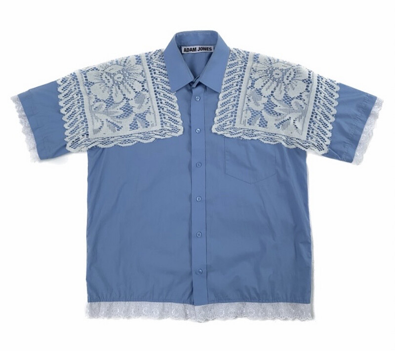 GRANNY LACE SHOULDER SHIRT BLUE