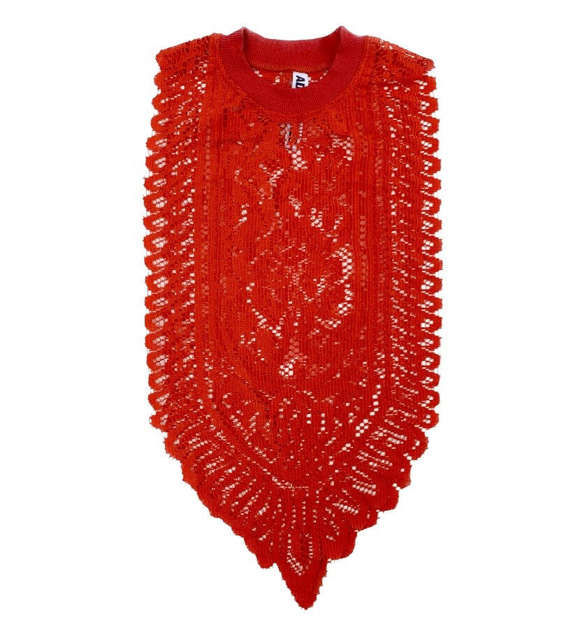 LACE TABLE TABARD RED LONG