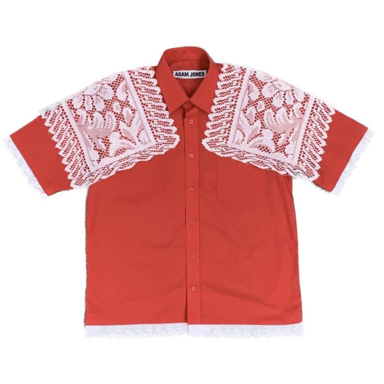 GRANNY LACE SHOULDER SHIRT RED