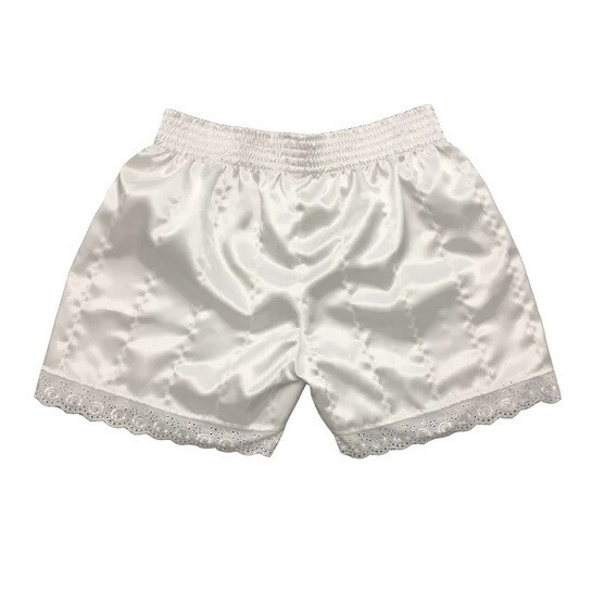 RIBBON FRILL HEM SHORTS WHITE