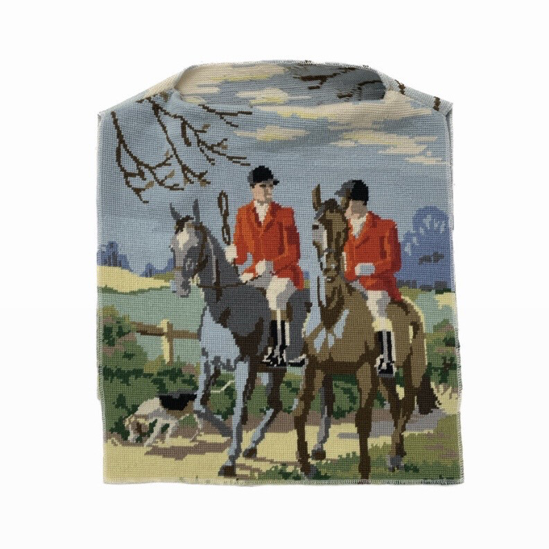 HUNT SCENE TAPESTRY BOAT NECK TOP