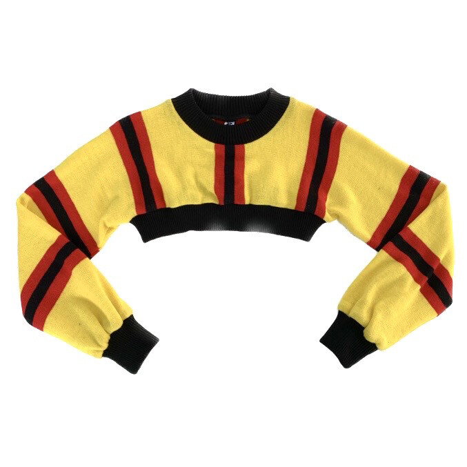 CROPPED FOOTBALL SCARF JUMPER YELLOW