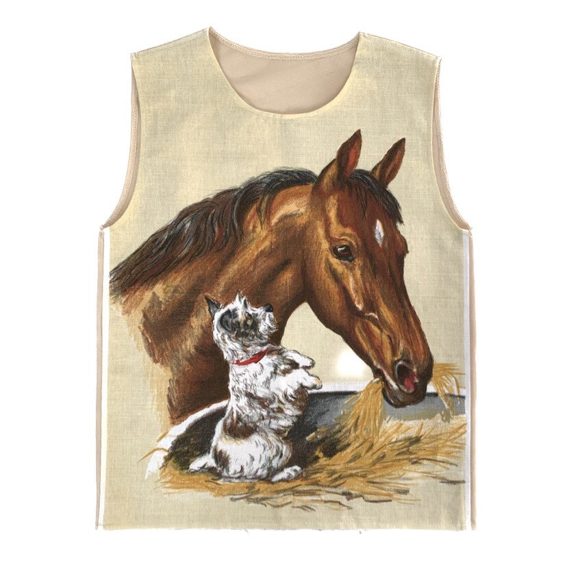 HORSE TEA TOWEL VEST OATMEAL