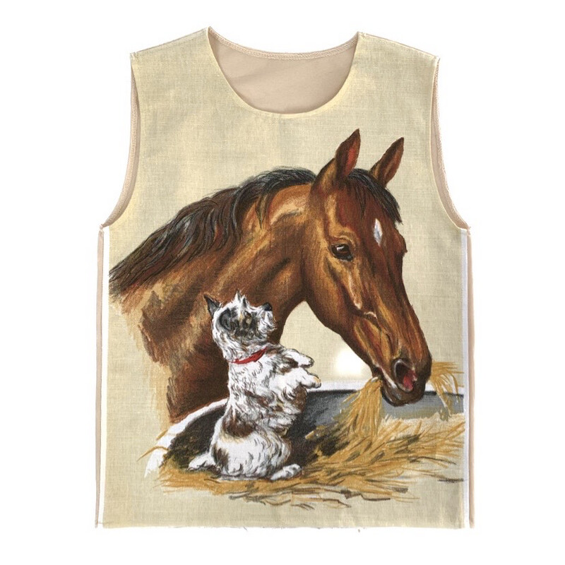 HORSE TEA TOWEL VEST OATMEAL