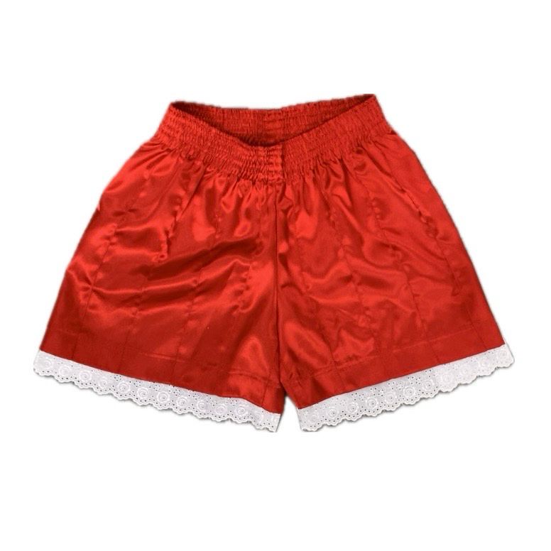 RIBBON FRILL HEM SHORTS RED