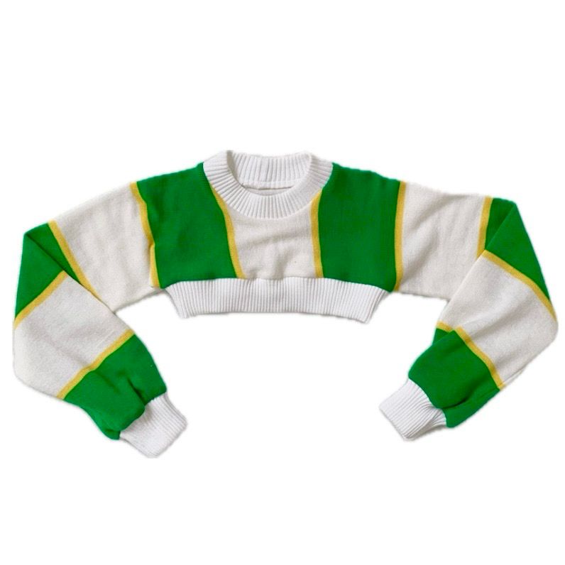 CROPPED FOOTBALL SCARF JUMPER GREEN/WHITE