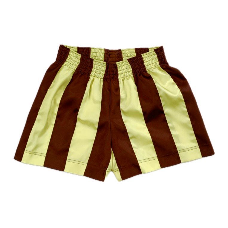 STRIPE RIBBON SHORTS BROWN/LEMON
