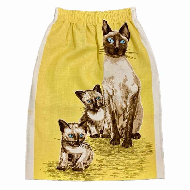 SIAMESE TEA TOWEL MIDI SKIRT BUTTER YELLOW