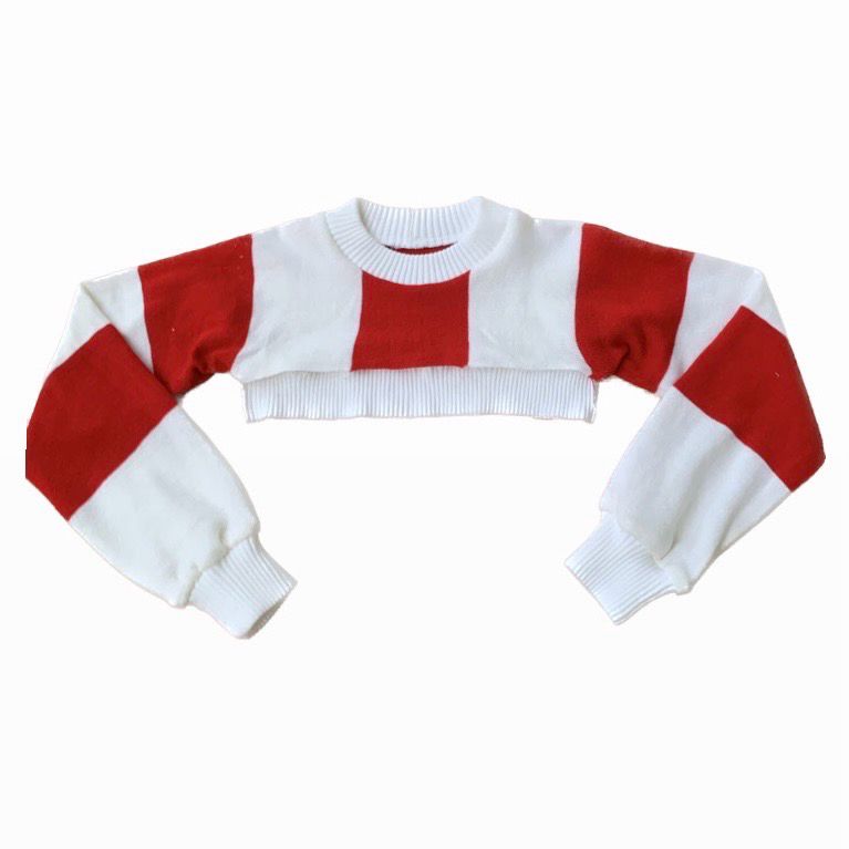 CROPPED FOOTBALL SCARF JUMPER RED/WHITE