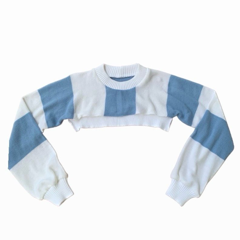 CROPPED FOOTBALL SCARF JUMPER BLUE/WHITE