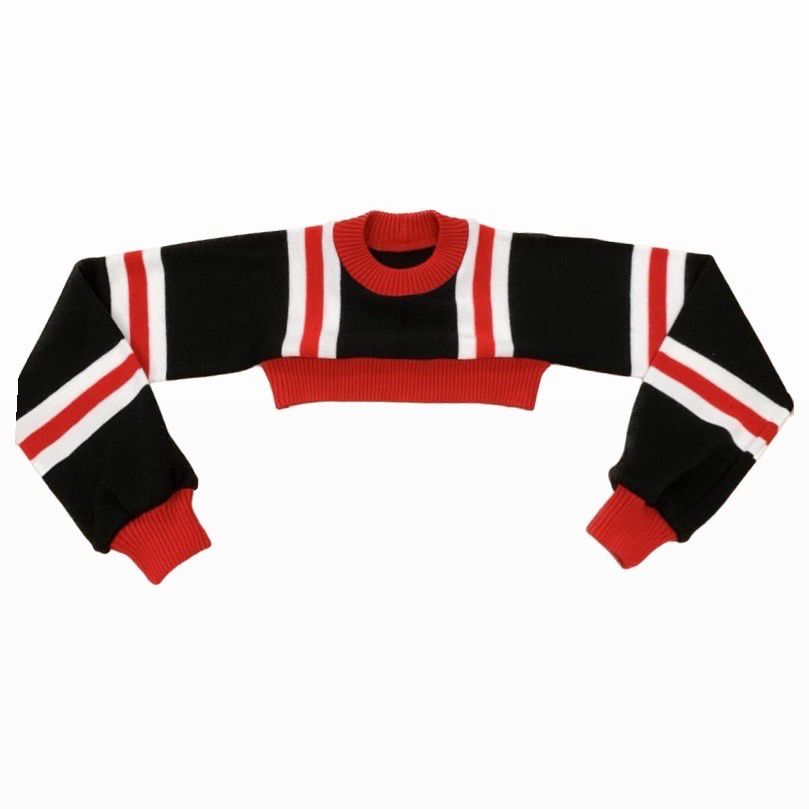 CROPPED FOOTBALL SCARF JUMPER BLACK/RED/WHITE