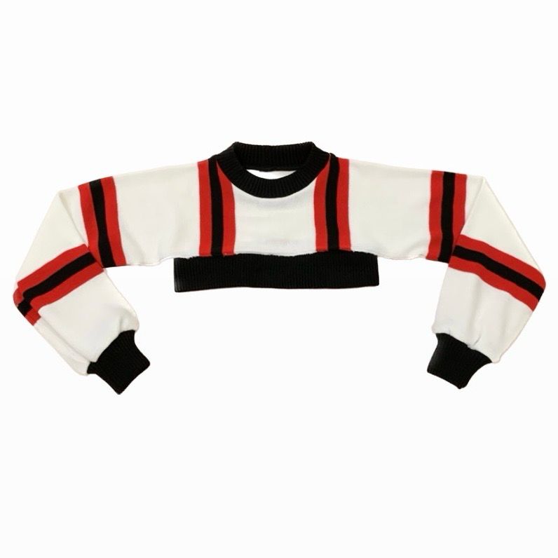CROPPED FOOTBALL SCARF JUMPER WHITE/BLACK/RED