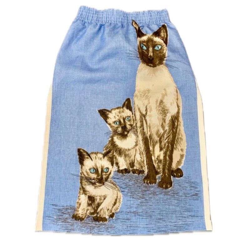 SIAMESE TEA TOWEL MIDI SKIRT BABY BLUE