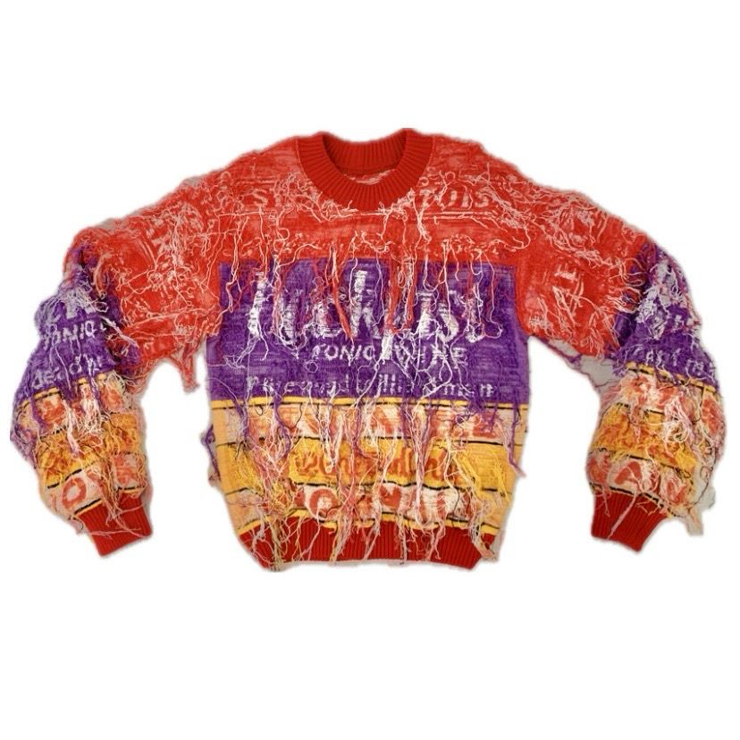 DISTRESSED BEER TOWEL STRIPE JUMPER