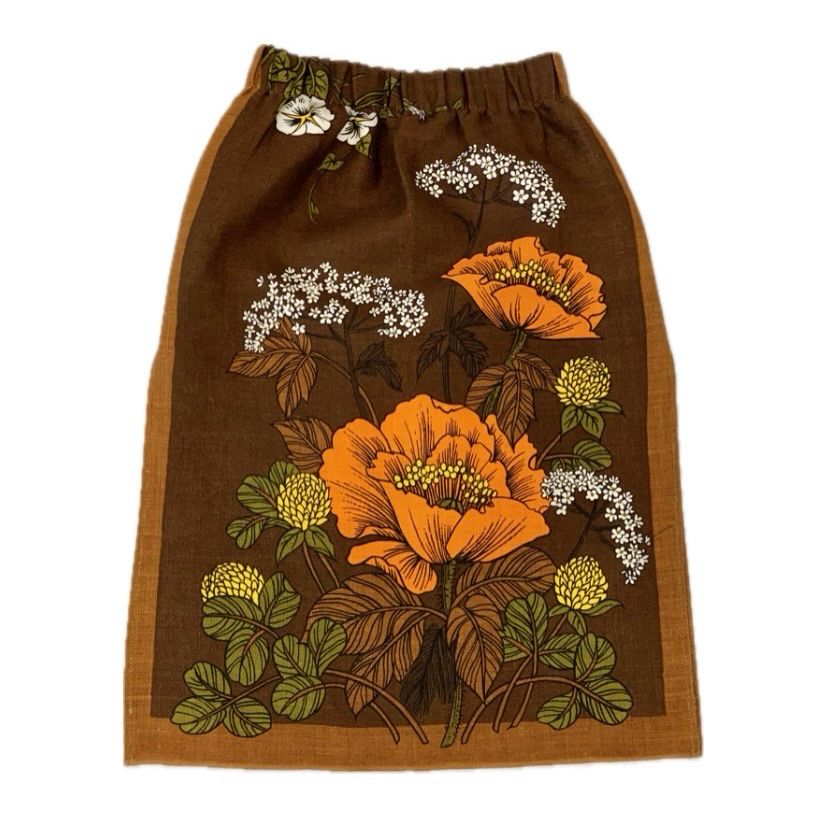 POPPY TEA TOWEL MIDI SKIRT ORANGE