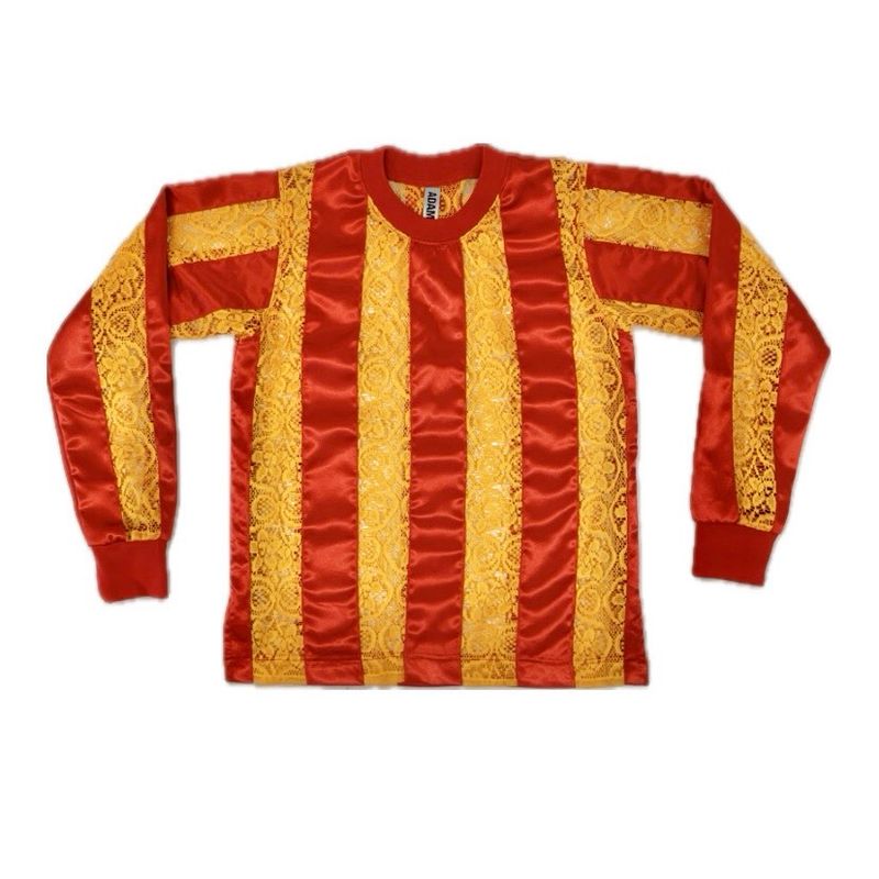 STRIPE RIBBON LACE FOOTY TOP RED/ORANGE